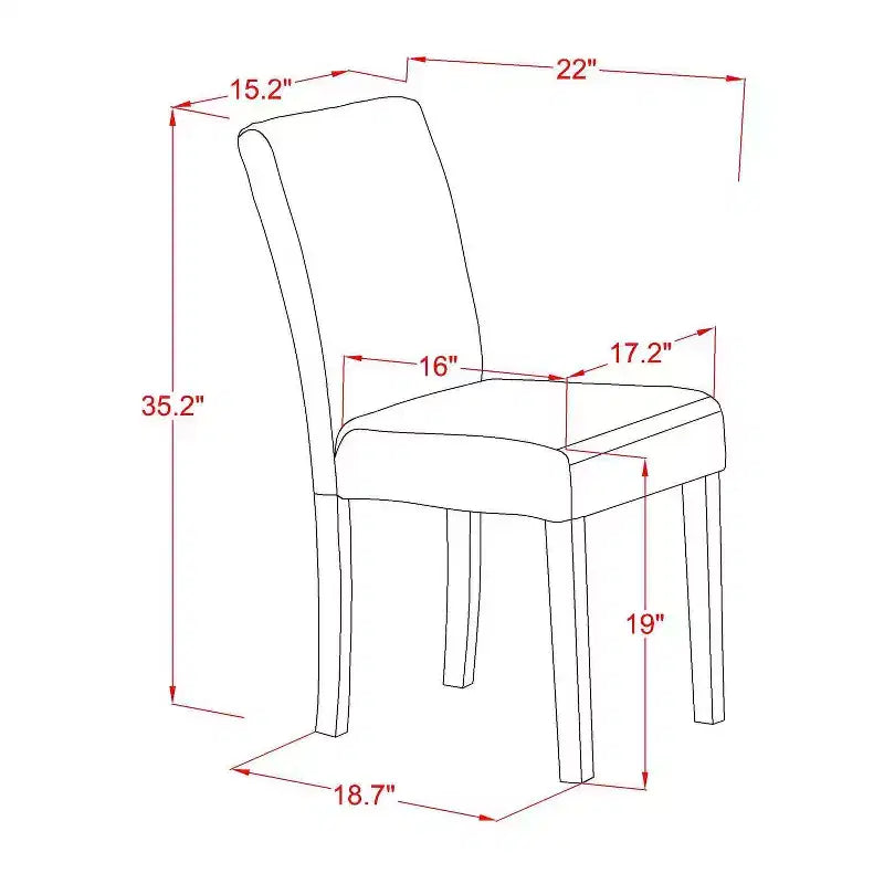 Tavolo da pranzo 5 pezzi con piano in legno massello finitura lino bianco e 4 sedie Parson rivestite in similpelle bianca