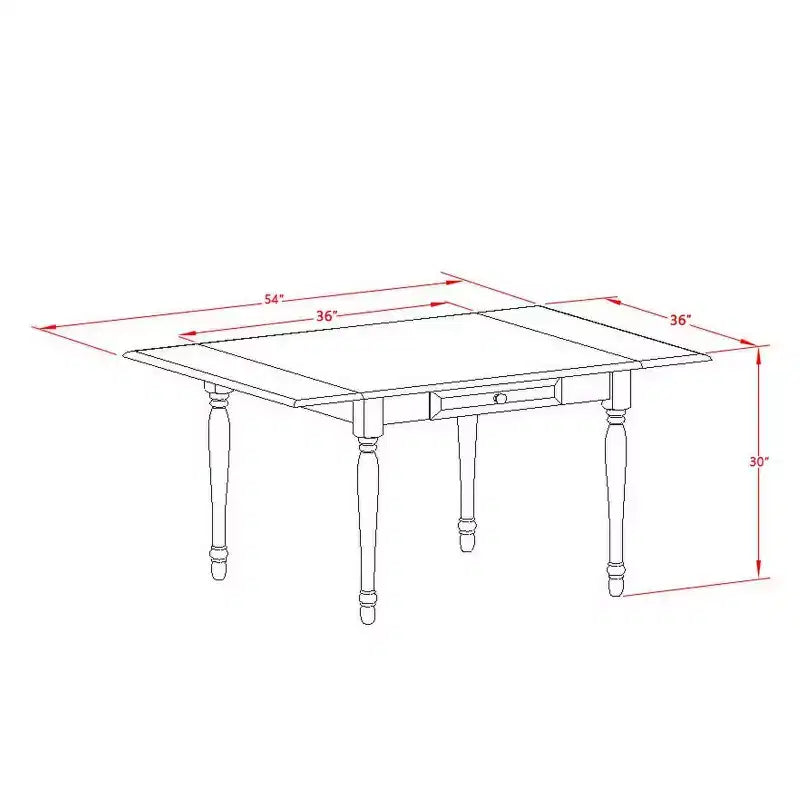 Set tavolo da pranzo 3 pezzi con piano rettangolare in legno massello e ribalte, finitura mogano