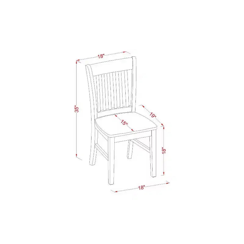 Set da pranzo in legno massiccio a 5 pezzi con finitura mogano - 4 posti a sedere