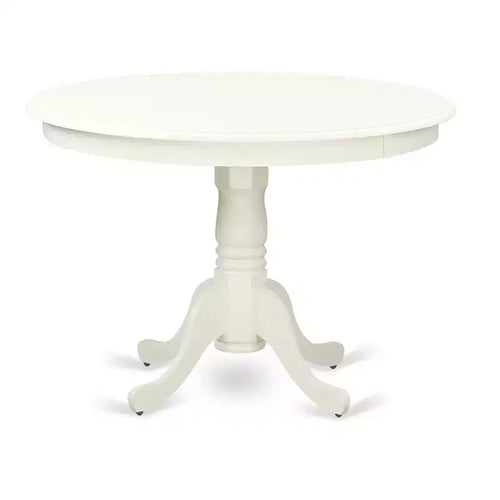HomeStock 3-Pc Linen White Finish Solid Wood Top - Round Dining Room Set - Seats 4