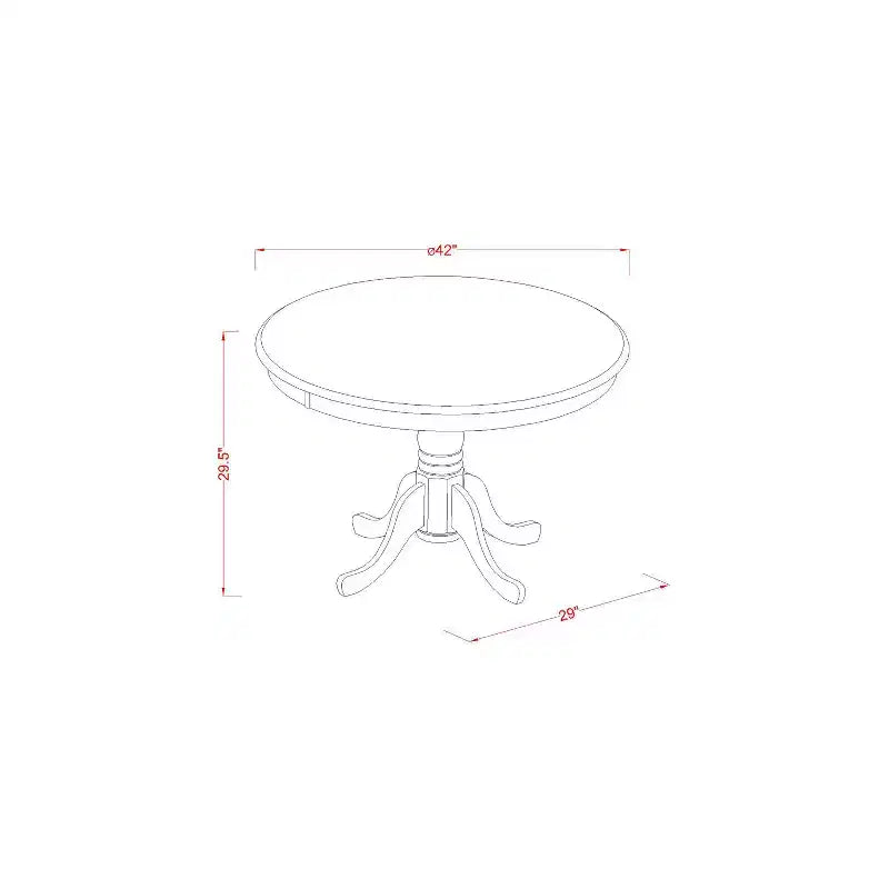 Set da pranzo rotondo in 3 pezzi - Finitura bianco lino - Piano in legno massello - 4 posti