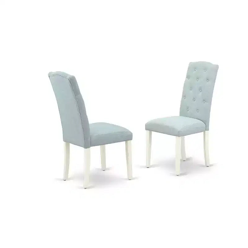 Tavolo da pranzo a 5 pezzi con piano rettangolare in legno massello finitura rovere naturale e 4 sedie Parson