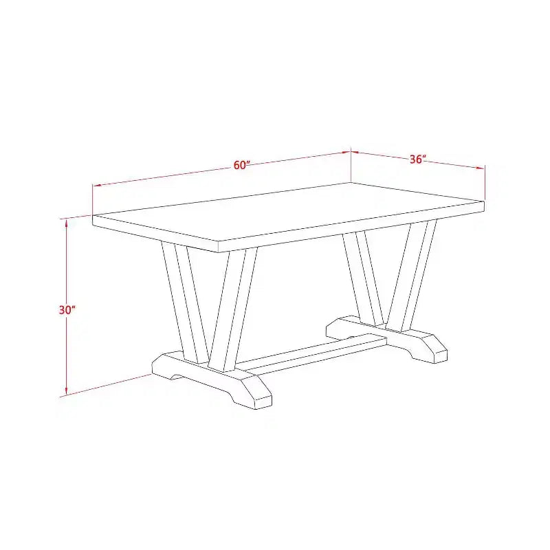 Tavolo da pranzo a 5 pezzi con piano rettangolare in legno massello finitura rovere naturale e 4 sedie Parson