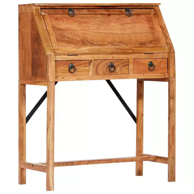 vidaXL Scrivania Marrone in Legno Massello di Acacia Media Scrivania Rettangolare