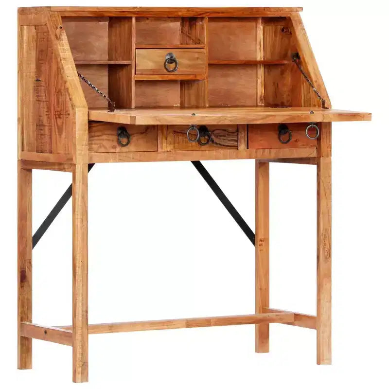 vidaXL Scrivania Marrone in Legno Massello di Acacia Media Scrivania Rettangolare