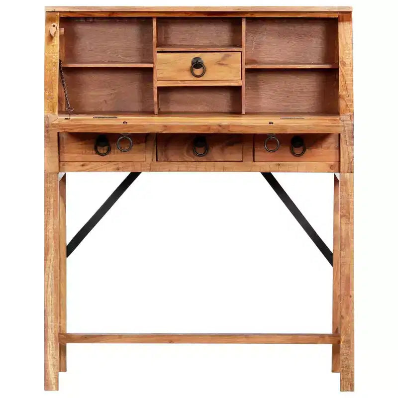 vidaXL Scrivania Marrone in Legno Massello di Acacia Media Scrivania Rettangolare
