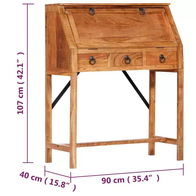 vidaXL Scrivania Marrone in Legno Massello di Acacia Media Scrivania Rettangolare