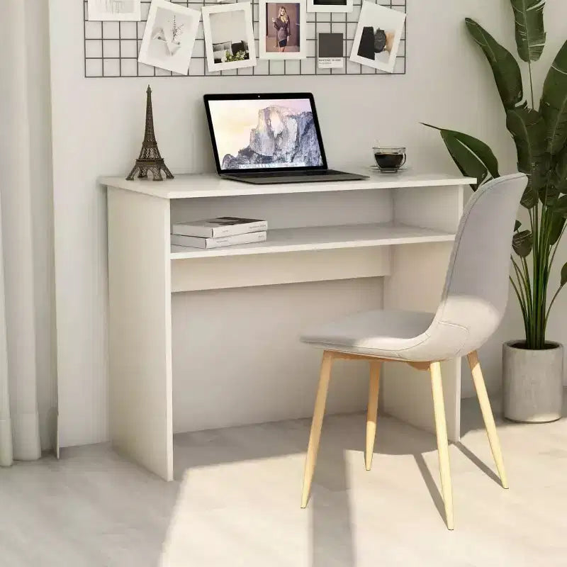 vidaXL Scrivania Bianca in Legno Multistrato Scrivania Piccola Rettangolare Moderna