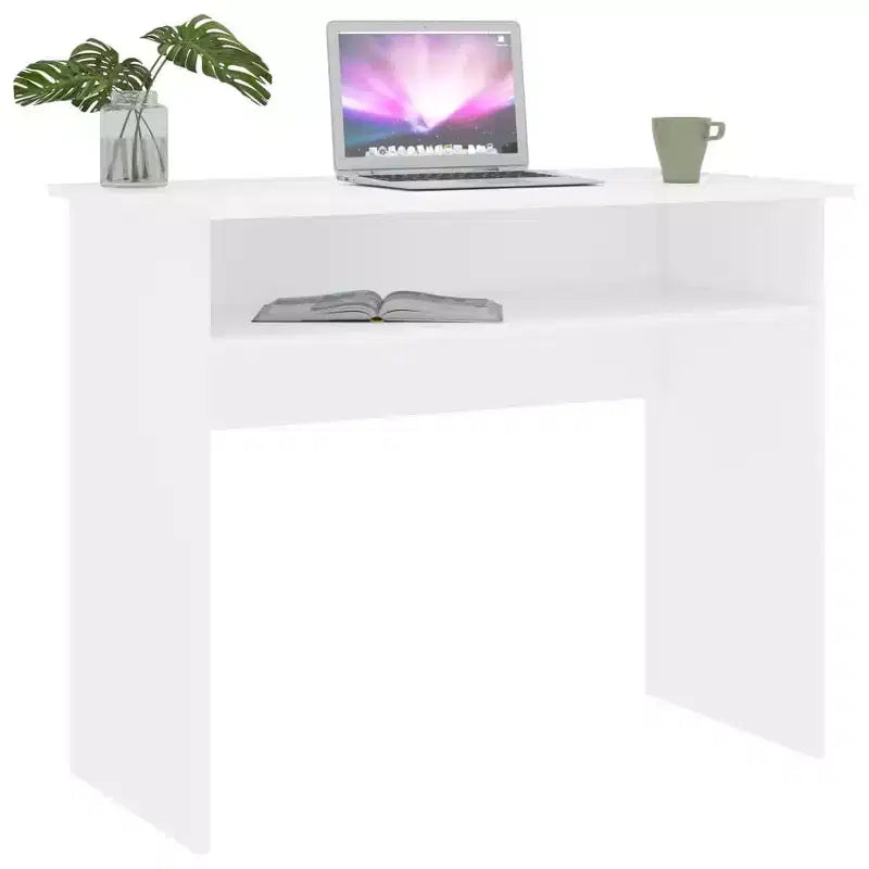 vidaXL Scrivania Bianca in Legno Multistrato Scrivania Piccola Rettangolare Moderna