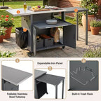 GDFStudio Louisa Carrello Pieghevole da Esterno per Preparazione Barbecue con Piano in Acciaio Inox