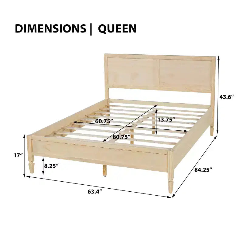 Struttura letto a piattaforma matrimoniale/king size con testiera a pannelli classica - ModernLuxe