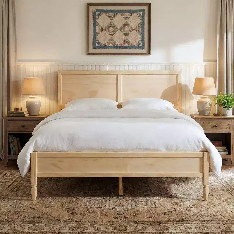 Struttura letto a piattaforma matrimoniale/king size con testiera a pannelli classica - ModernLuxe