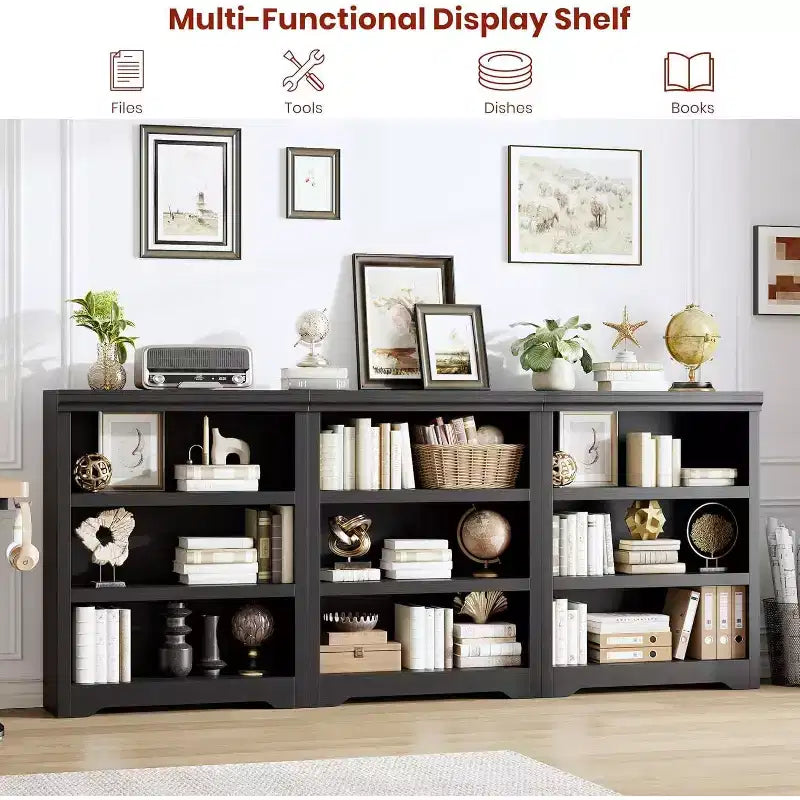 Libreria a 2/3/5/6 livelli, Scaffale in stile rustico, larga 60 cm/80 cm con ripiani regolabili, Scaffale espositivo aperto con design antiscivolo per l'ufficio di casa