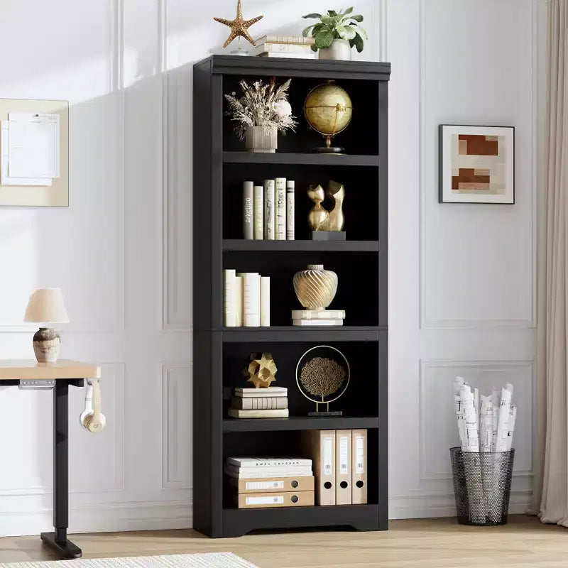 Libreria a 2/3/5/6 livelli, Scaffale in stile rustico, larga 60 cm/80 cm con ripiani regolabili, Scaffale espositivo aperto con design antiscivolo per l'ufficio di casa