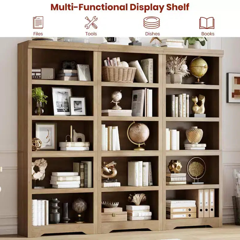 Libreria a 2/3/5/6 livelli, Scaffale in stile rustico, larga 60 cm/80 cm con ripiani regolabili, Scaffale espositivo aperto con design antiscivolo per l'ufficio di casa