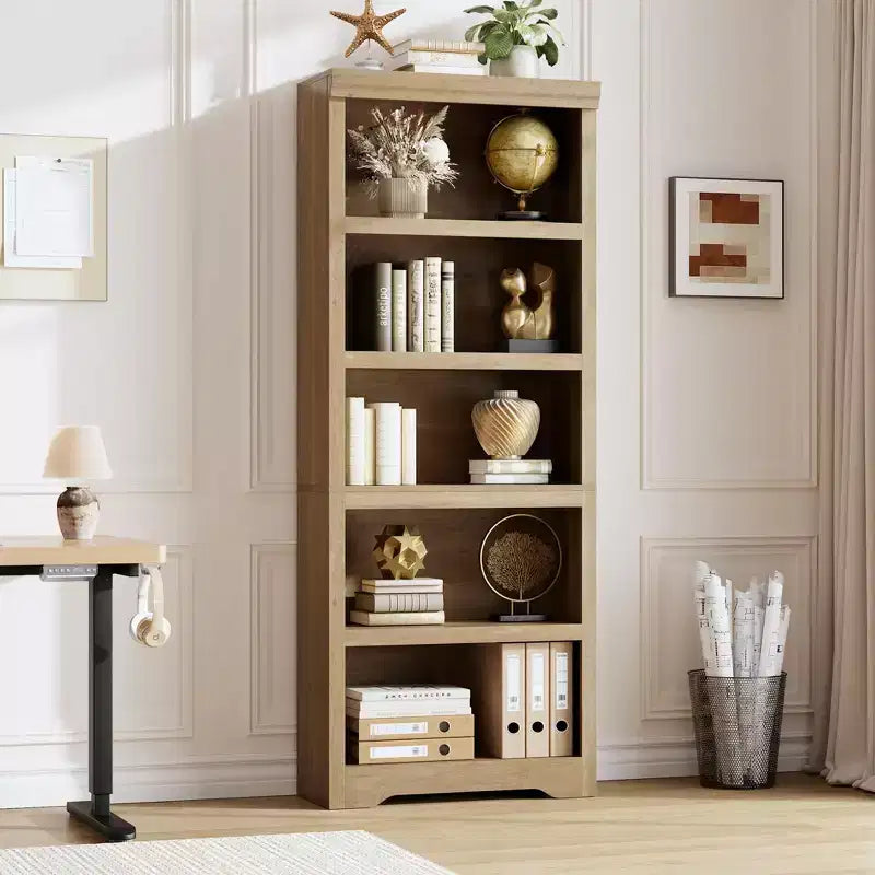 Libreria a 2/3/5/6 livelli, Scaffale in stile rustico, larga 60 cm/80 cm con ripiani regolabili, Scaffale espositivo aperto con design antiscivolo per l'ufficio di casa