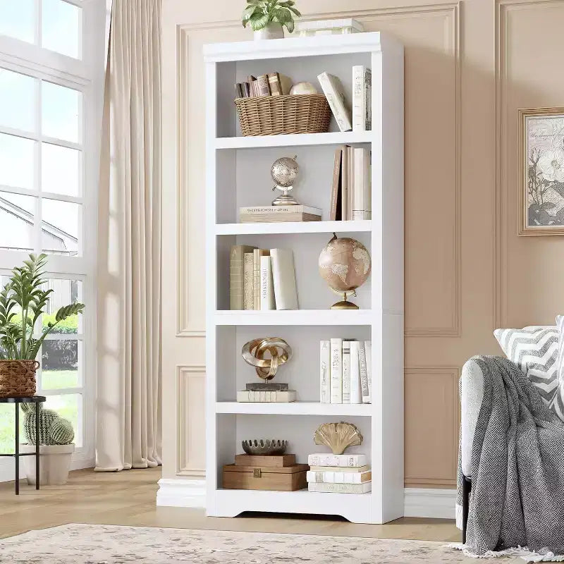 Libreria a 2/3/5/6 livelli, Scaffale in stile rustico, larga 60 cm/80 cm con ripiani regolabili, Scaffale espositivo aperto con design antiscivolo per l'ufficio di casa
