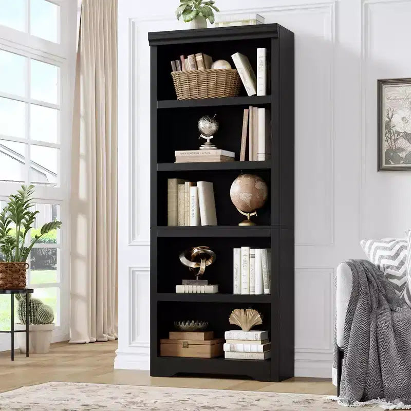 Libreria a 2/3/5/6 livelli, Scaffale in stile rustico, larga 60 cm/80 cm con ripiani regolabili, Scaffale espositivo aperto con design antiscivolo per l'ufficio di casa