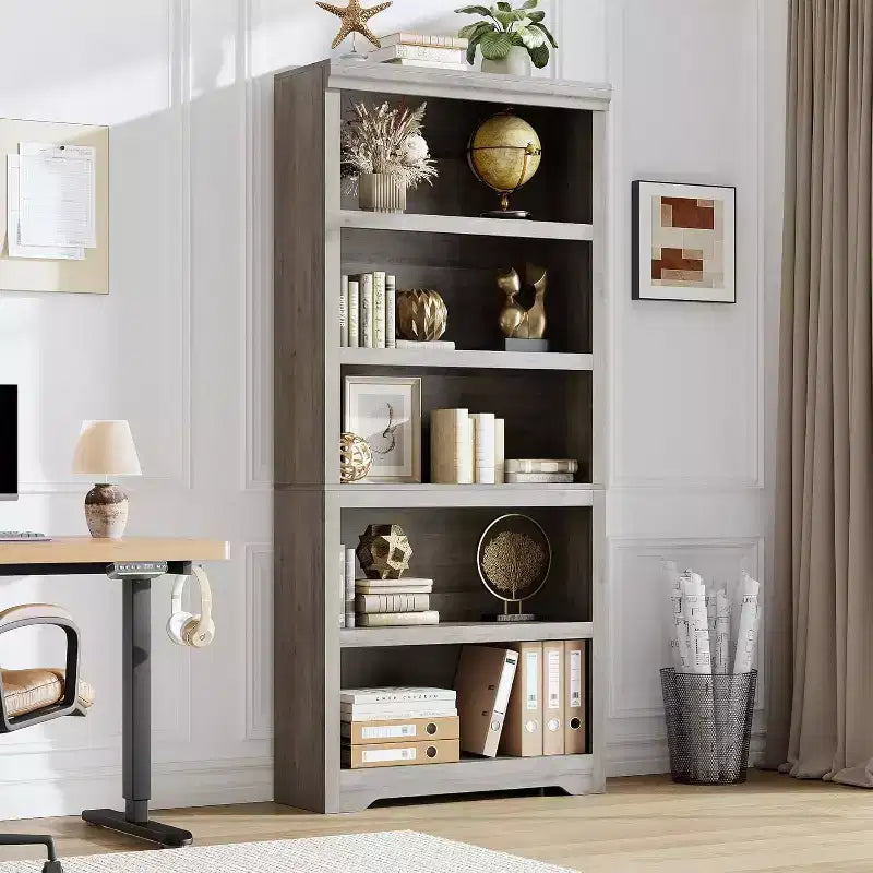 Libreria a 2/3/5/6 livelli, Scaffale in stile rustico, larga 60 cm/80 cm con ripiani regolabili, Scaffale espositivo aperto con design antiscivolo per l'ufficio di casa
