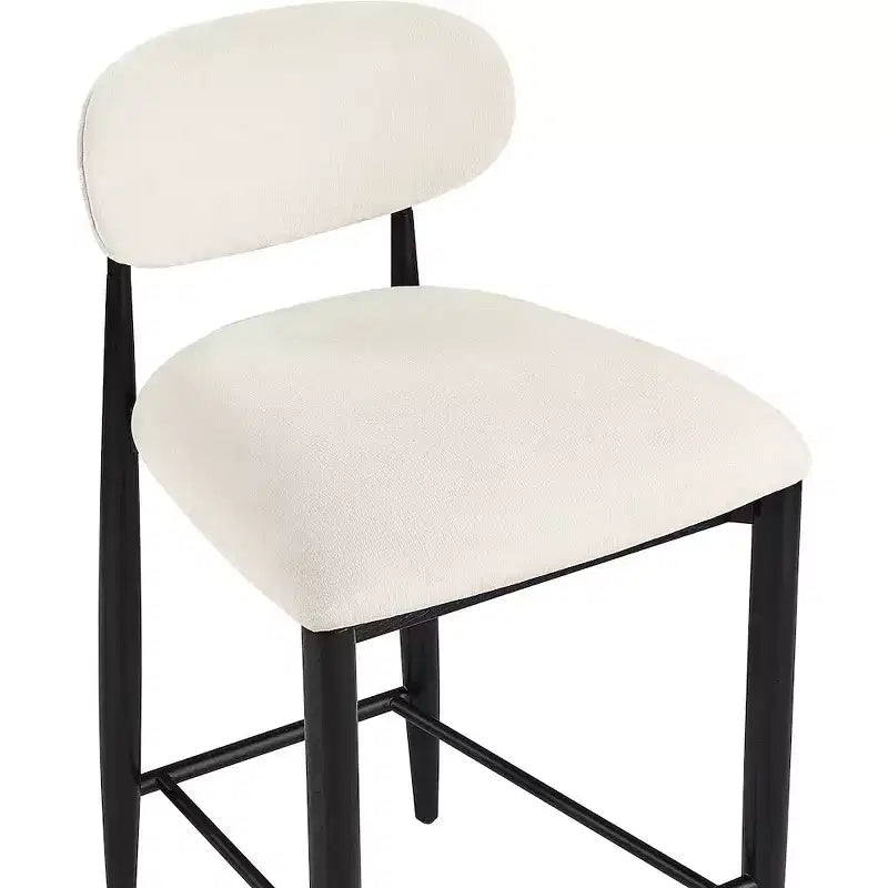 Sgabello da bancone Riccio in ferro nero opaco con rivestimento in tessuto performante