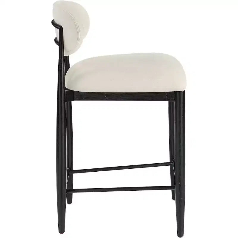 Sgabello da bancone Riccio in ferro nero opaco con rivestimento in tessuto performante