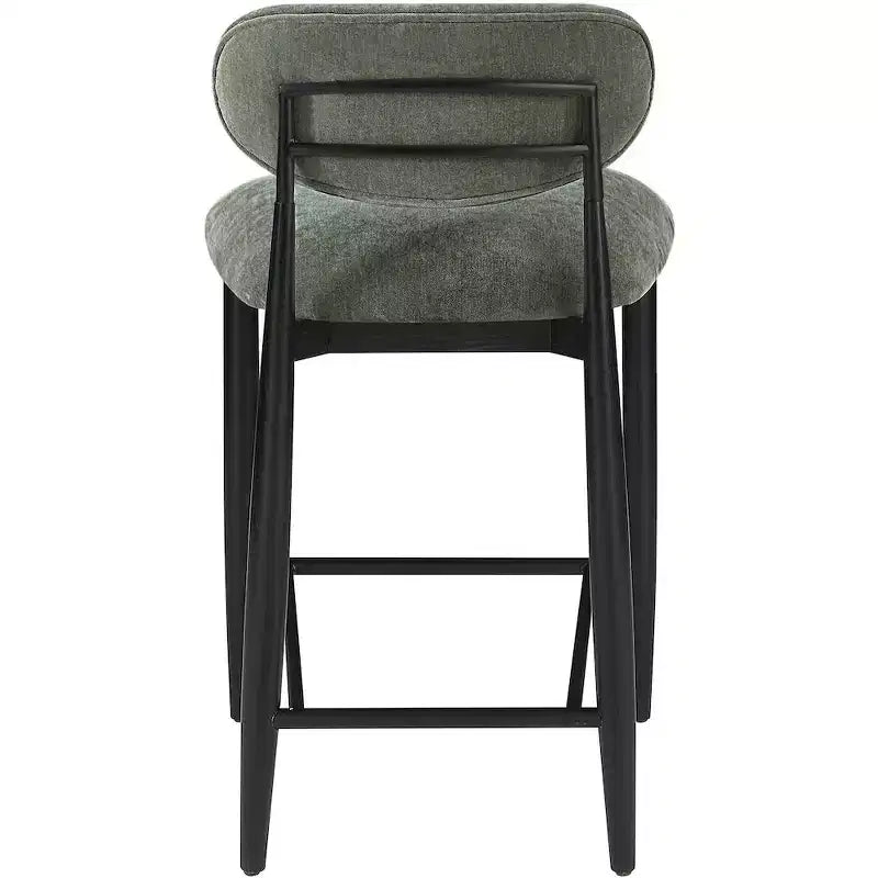 Sgabello da bancone Riccio in ferro nero opaco con rivestimento in tessuto performante