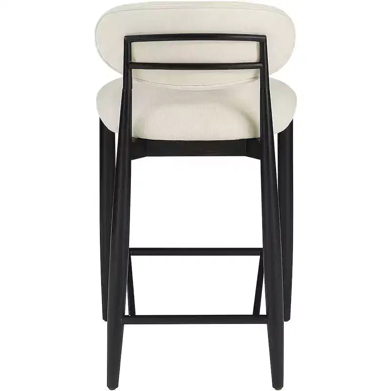 Sgabello da bancone Riccio in ferro nero opaco con rivestimento in tessuto performante
