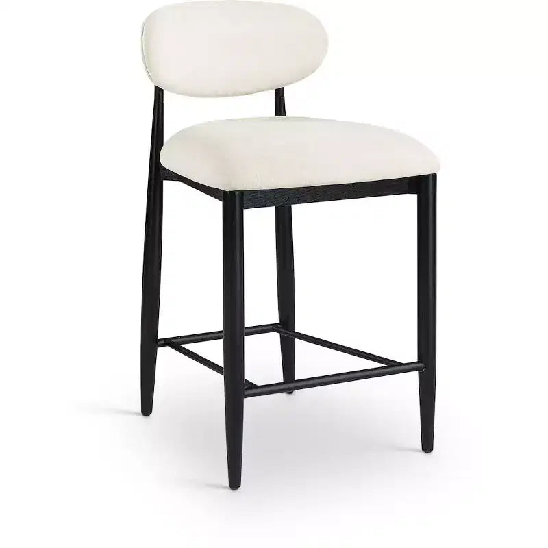 Sgabello da bancone Riccio in ferro nero opaco con rivestimento in tessuto performante