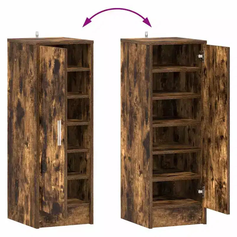 Scarpiera in legno multistrato rovere fumé, scarpiera media