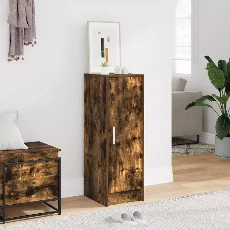 Scarpiera in legno multistrato rovere fumé, scarpiera media