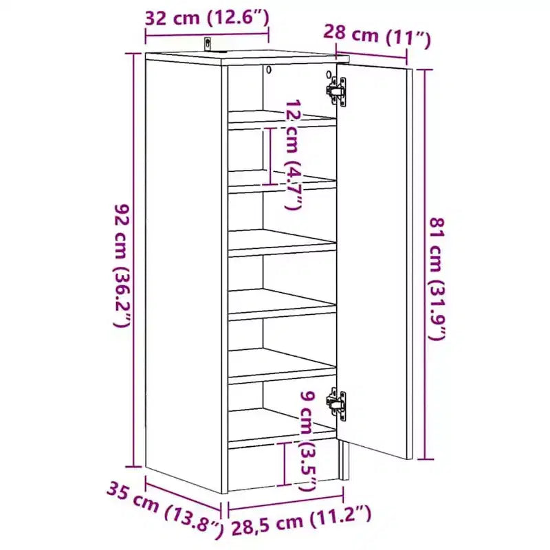 Scarpiera in legno multistrato rovere fumé, scarpiera media