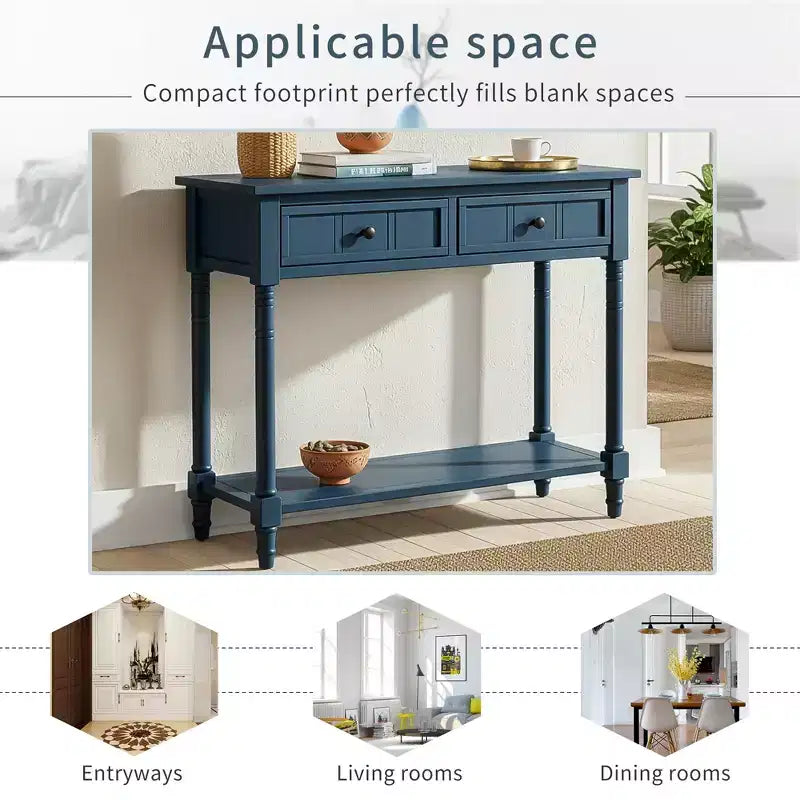 Consolle Classica con Cassetti Contenitori e Ripiano Inferiore-ModernLuxe