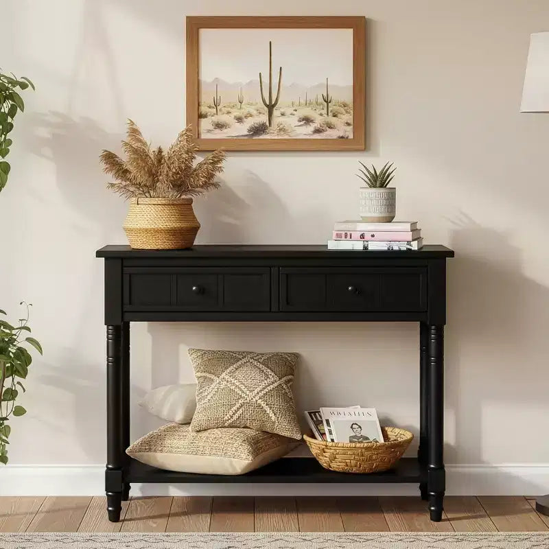 Consolle Classica con Cassetti Contenitori e Ripiano Inferiore-ModernLuxe