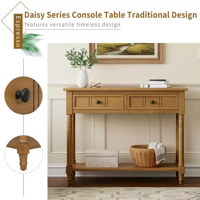 Consolle Classica con Cassetti Contenitori e Ripiano Inferiore-ModernLuxe