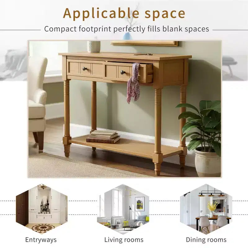 Consolle Classica con Cassetti Contenitori e Ripiano Inferiore-ModernLuxe