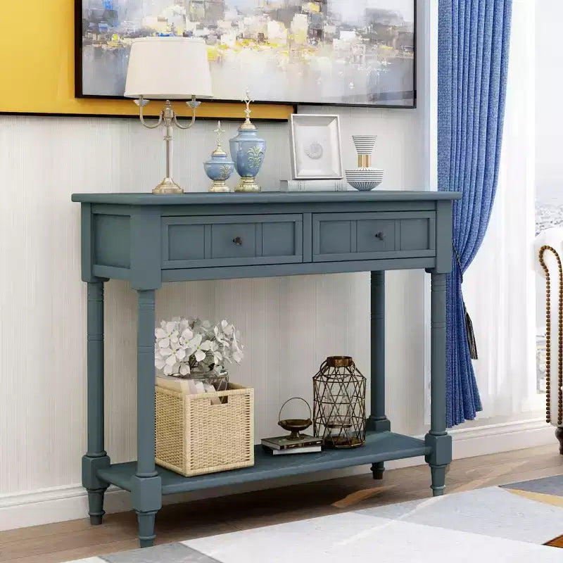 Consolle Classica con Cassetti Contenitori e Ripiano Inferiore-ModernLuxe