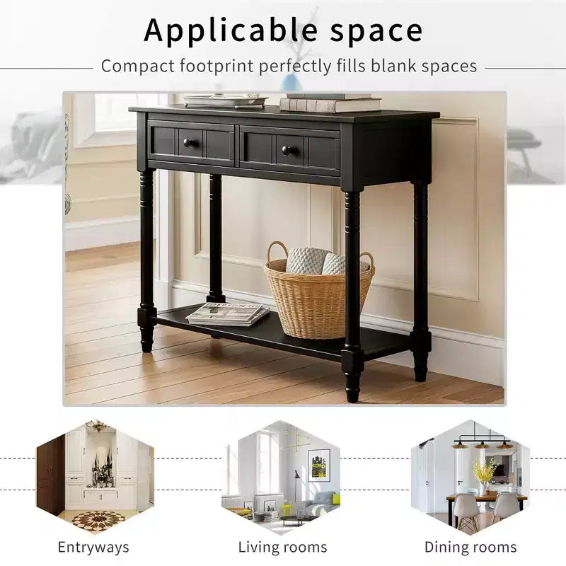 Consolle Classica con Cassetti Contenitori e Ripiano Inferiore-ModernLuxe