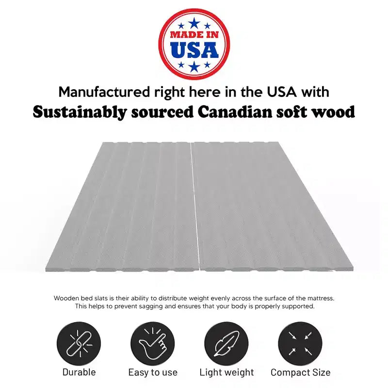 Bunkie Board/Doghe Verticali in Legno ad Alto Spessore di 1,9 cm con Rivestimento per Sostegno Materasso