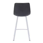 Sgabello da bar LeisureMod Elland 35 in pelle imbottita con base bianca in acciaio inossidabile - Sgabello moderno ad altezza bancone per cucina, bar e pub