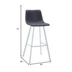 Sgabello da bar LeisureMod Elland 35 in pelle imbottita con base bianca in acciaio inossidabile - Sgabello moderno ad altezza bancone per cucina, bar e pub