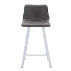 Sgabello da bar LeisureMod Elland 35 in pelle imbottita con base bianca in acciaio inossidabile - Sgabello moderno ad altezza bancone per cucina, bar e pub