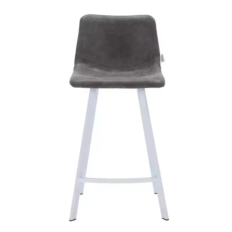 Sgabello da bar LeisureMod Elland 35 in pelle imbottita con base bianca in acciaio inossidabile - Sgabello moderno ad altezza bancone per cucina, bar e pub