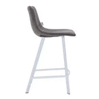 Sgabello da bar LeisureMod Elland 35 in pelle imbottita con base bianca in acciaio inossidabile - Sgabello moderno ad altezza bancone per cucina, bar e pub