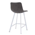 Sgabello da bar LeisureMod Elland 35 in pelle imbottita con base bianca in acciaio inossidabile - Sgabello moderno ad altezza bancone per cucina, bar e pub
