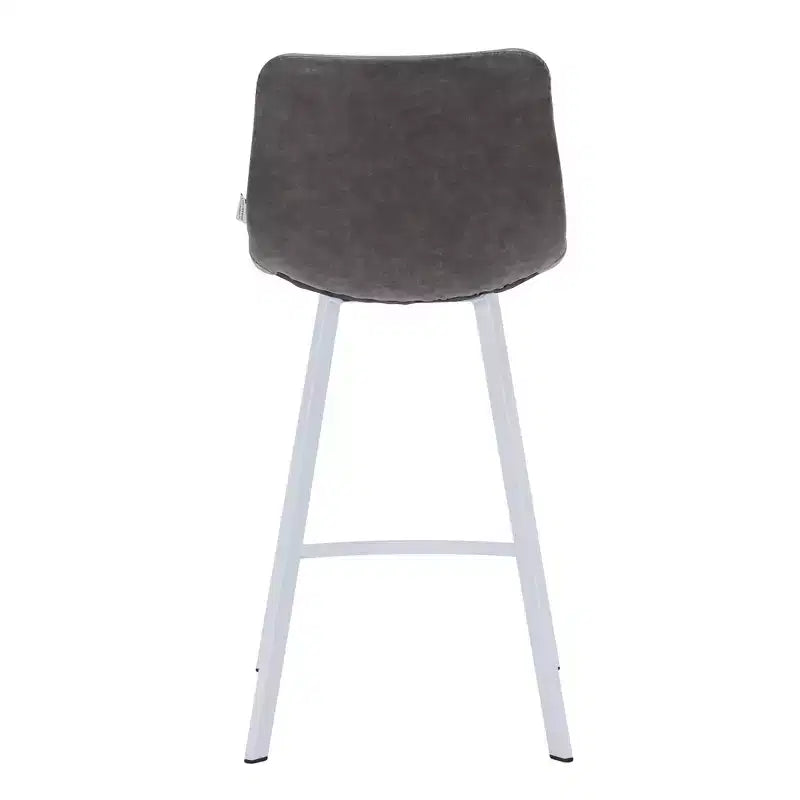 Sgabello da bar LeisureMod Elland 35 in pelle imbottita con base bianca in acciaio inossidabile - Sgabello moderno ad altezza bancone per cucina, bar e pub
