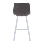 Sgabello da bar LeisureMod Elland 35 in pelle imbottita con base bianca in acciaio inossidabile - Sgabello moderno ad altezza bancone per cucina, bar e pub