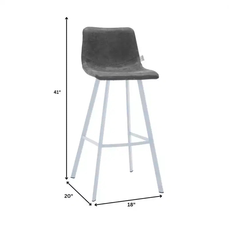 Sgabello da bar LeisureMod Elland 35 in pelle imbottita con base bianca in acciaio inossidabile - Sgabello moderno ad altezza bancone per cucina, bar e pub