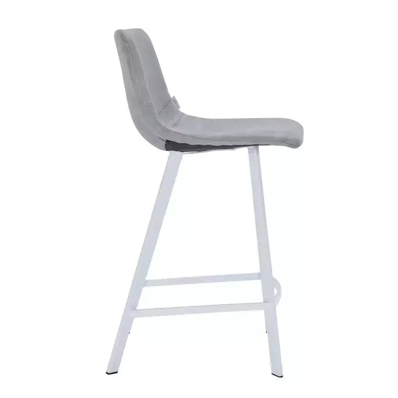 Sgabello da bar LeisureMod Elland 35 in pelle imbottita con base bianca in acciaio inossidabile - Sgabello moderno ad altezza bancone per cucina, bar e pub
