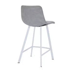 Sgabello da bar LeisureMod Elland 35 in pelle imbottita con base bianca in acciaio inossidabile - Sgabello moderno ad altezza bancone per cucina, bar e pub