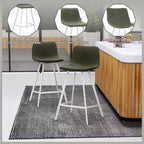 Sgabello da bar LeisureMod Elland 35 in pelle imbottita con base bianca in acciaio inossidabile - Sgabello moderno ad altezza bancone per cucina, bar e pub
